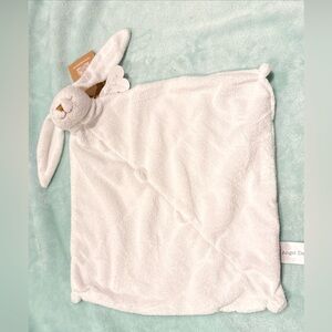 NWT Angel Dear Pink White Sleepy Eyes Bunny Lovey Plush Security Blanket 16"